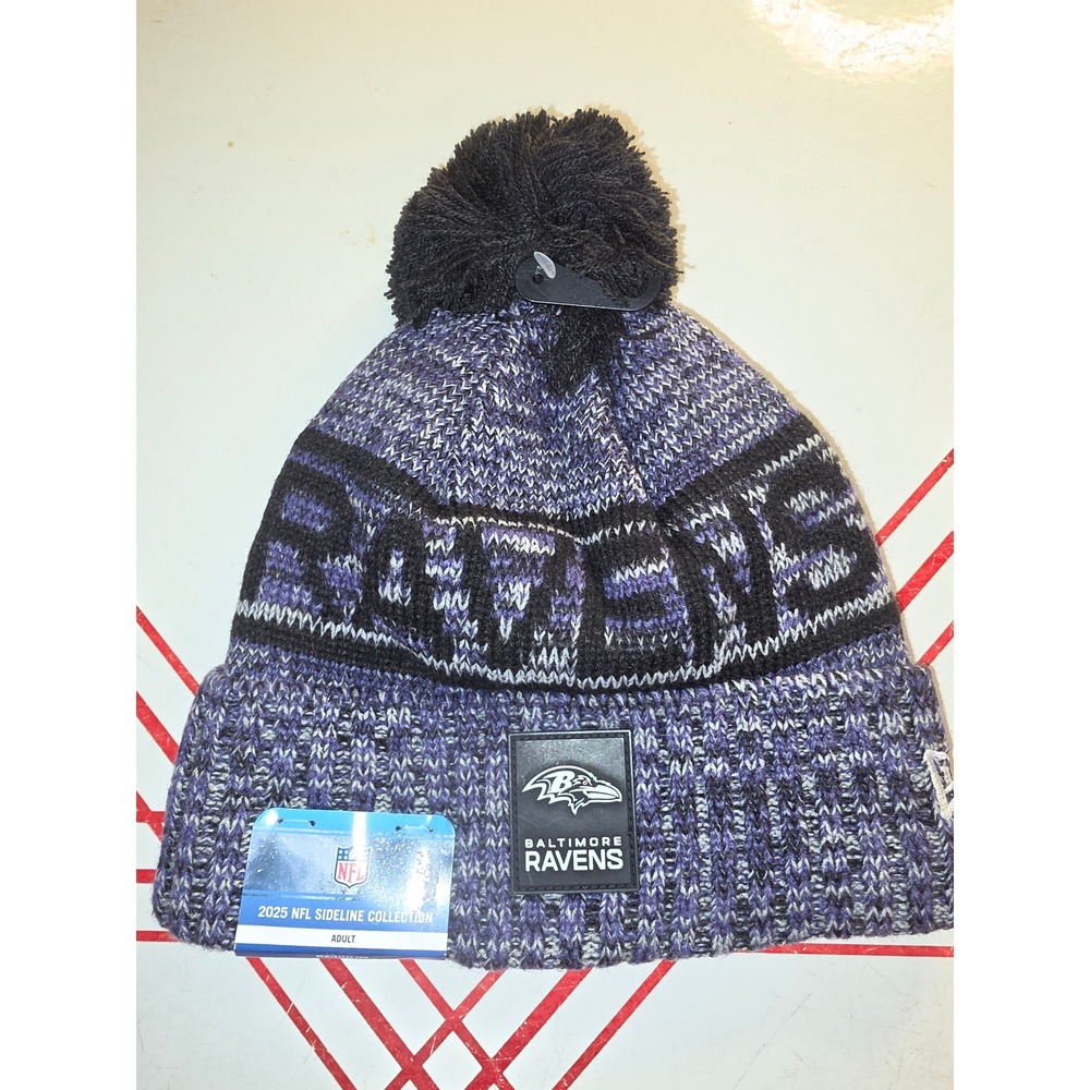 New Era Baltimore Ravens 2025 NFL Sideline Sport Knit Beanie Hat Purple Adult OS